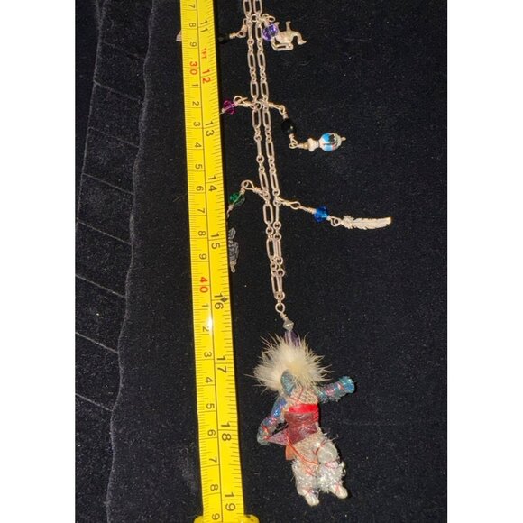 Kachina Doll Charm‎ Necklace With Charms Vintage 1990’s Sterling Silver Handmade - Picture 3 of 9